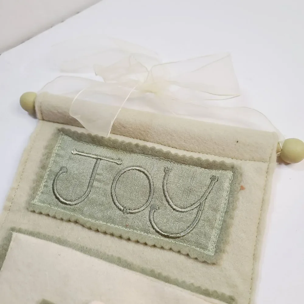 Shabby Chic Christmas Pale Green Joy Hanging Door Decor Banner